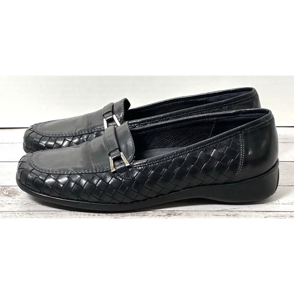 Sesto Meucci Black Woven Loafers Italian Woven Loafers With Bucket Size 9M - Picture 11 of 16